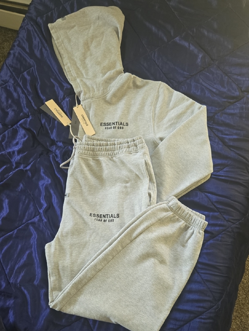 Essentials Fear of God Light Gray Hoodie and Sweatpants Set